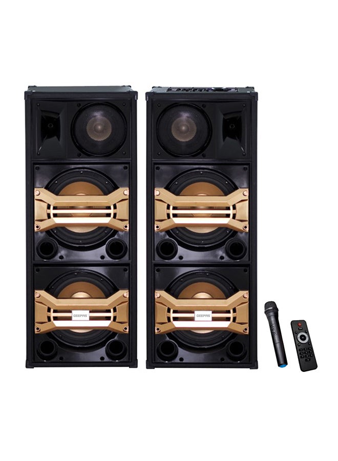 GEEPAS 2-Channel Professional Speakers With USB - SD Card Slots And FM Radio - Bluetooth GMS8517 Black/Gold - Image 2