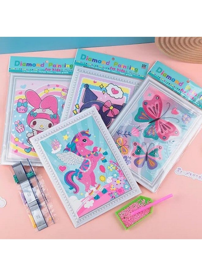 Tera13 TERA 13 DIY Cartoon Diamond Rhinestone Painting Kits for Kids with Wooden Frame, Diamond Art Kit for Kids, Diamond Painting Kit, Arts and Crafts for Kids, Return Gift for Kids (Pack of 2) - Image 1