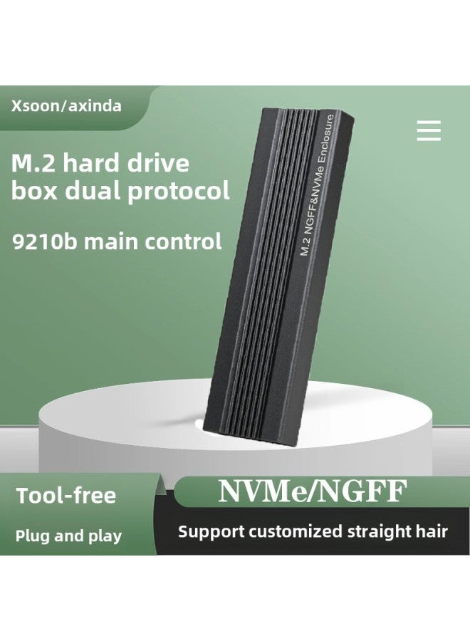 Aluminum Alloy M.2 SSD Enclosure NVMe NGFF Dual Protocol USB3.1 Type-C Mobile Hard Drive High Speed Data Transfer Storage Device-Color:NGFF & NVME Color Box  - Image 2