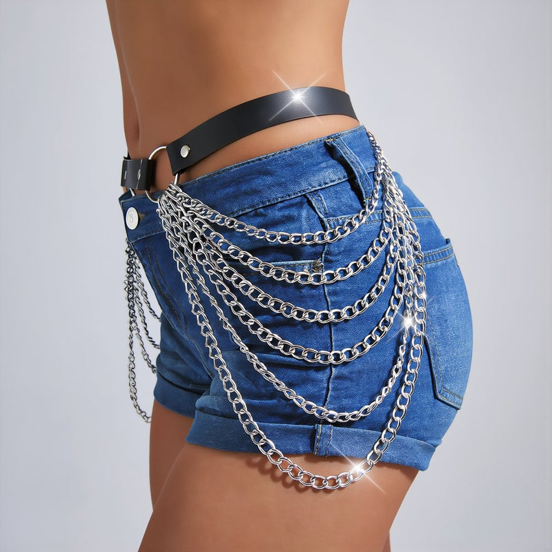 Upgraded No Fall Waist Chain Harness Layered Leather Adjustable Body Chain - Image 5