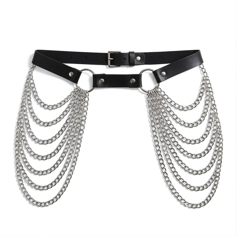 Upgraded No Fall Waist Chain Harness Layered Leather Adjustable Body Chain - Image 3