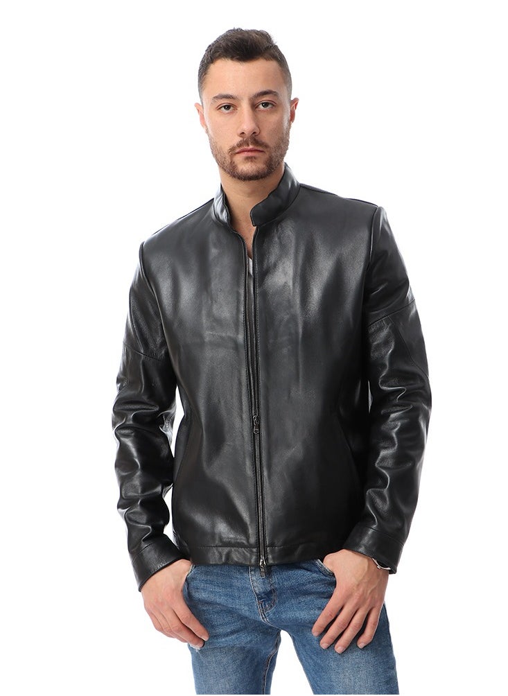 Generic - Top leather (C66) Classical Single Piece Lambskin Leather Jacket Men - Everyday Wear Snap Tab Collar Men’s Motorcycle Leather Jacket - Image 1