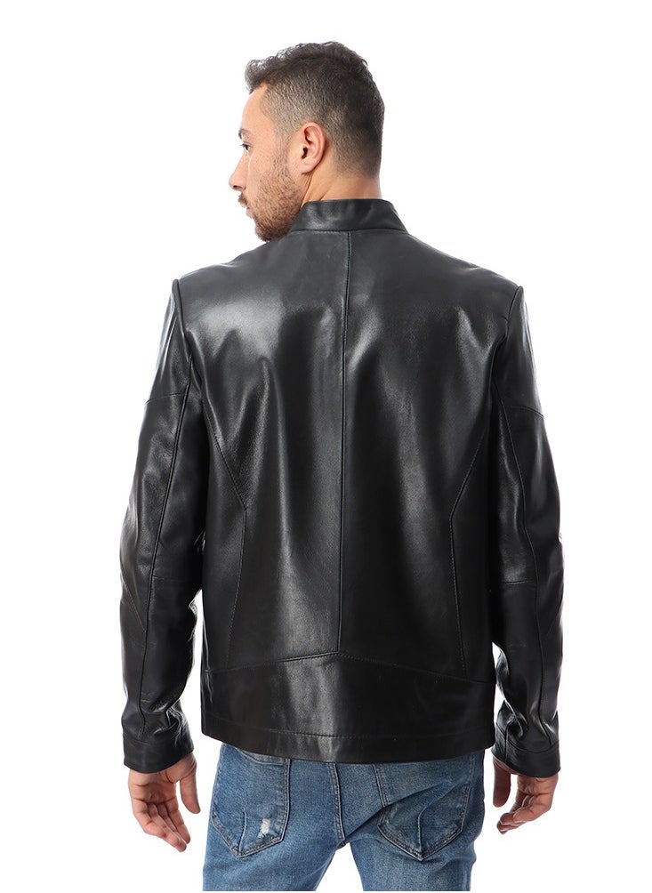 Generic - Top leather (C66) Classical Single Piece Lambskin Leather Jacket Men - Everyday Wear Snap Tab Collar Men’s Motorcycle Leather Jacket - Image 1
