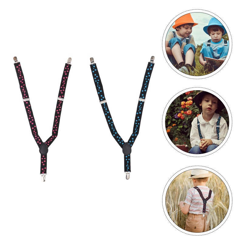 4 Pcs Kids Suspender Strap Fashion Trouser Strap Star Printed Suspender Strap - Image 2