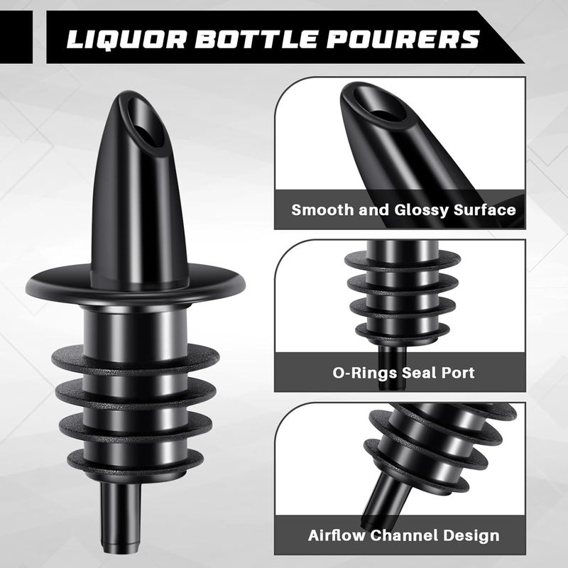 Maxcheck 200 Pcs Pour Spouts for Liquor Bottles, Plastic Pour Spout Bottle Pourers Free Flow Pourers for Alcohol Bars Coffee Shops Pubs Clubs Restaurants Shop Diner (Black) - Image 3