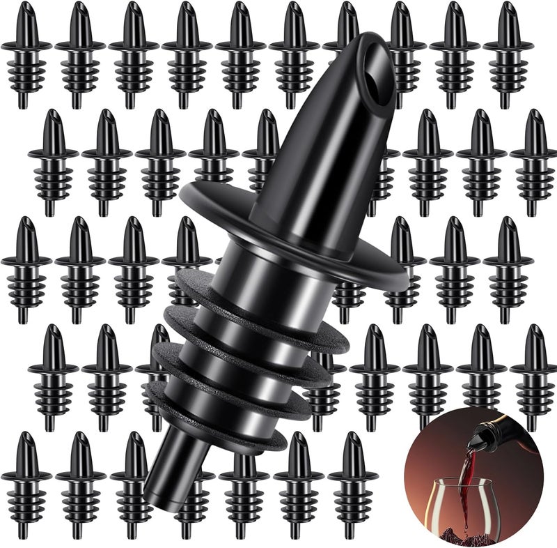Maxcheck 200 Pcs Pour Spouts for Liquor Bottles, Plastic Pour Spout Bottle Pourers Free Flow Pourers for Alcohol Bars Coffee Shops Pubs Clubs Restaurants Shop Diner (Black) - Image 1
