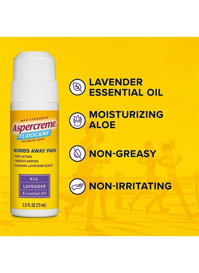 Aspercreme - Essential Oils Lidocaine Pain Relief With Lavender, Roll-On No Mess Applicator, 2.5 oz. - Image 1