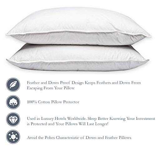 Pillowtex FeatherDown-Proof  100% cotton  Pillow Protector - Reduce Pokes with Hypoallergenic  Breathable  Machine Washable  Quiet  Soft covers - Zippered Enclosure & Machine Washable (2  Queen) - Image 2