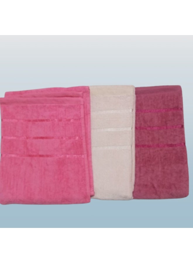 High-quality 3-piece towel set (one side cotton, one side velvet), 50x100 cm - Image 1