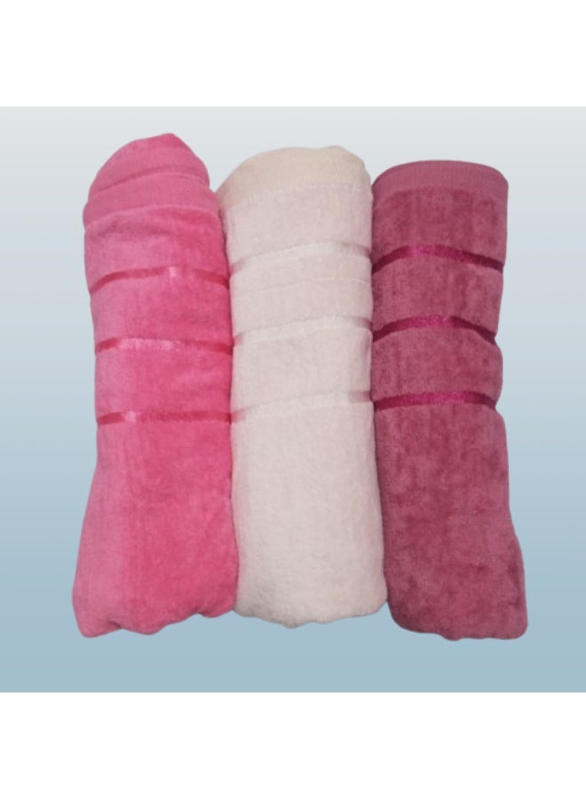High-quality 3-piece towel set (one side cotton, one side velvet), 50x100 cm - Image 2