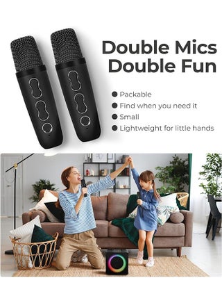 Karaoke Machine with 2 Wireless Microphones Bluetooth Karaoke Speaker System with Dynamic Colorful Lights - view 2