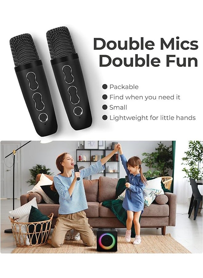 SDRD Karaoke Machine with 2 Wireless Microphones Bluetooth Karaoke Speaker System with Dynamic Colorful Lights  - Image 2