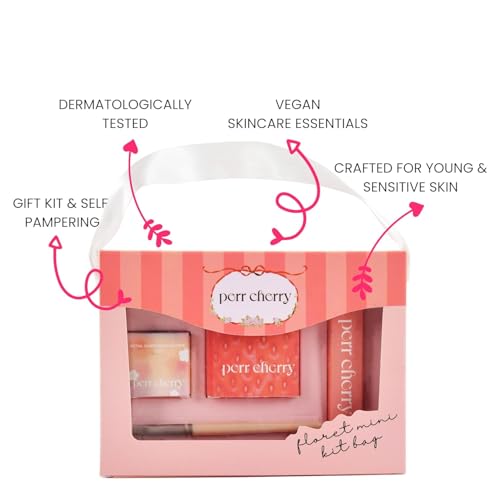 Perr Cherry 4 PCS Organic Makeup Kit for Kids, Preteens & Teen Girls | 100% Natural & Skin Friendly | Includes Eye & Cheek Highlighter, Lip & Cheek Tint, Lip Oil, Brush (Floret Kit, Assorted Colour) - Image 3