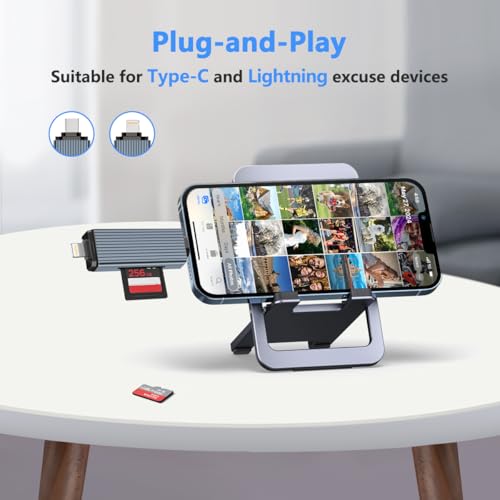 Kinsound Metal Body 4 in 1 with OTG,SD&TF Card Reader for iPhone with Type-C,Lighting Ports,Portable Memory Card Reader Compatible with TF,SD,SDHC,SDXC,MMC,RS-MMC,Micro SDXC for iPhone & Android Phone - Image 3