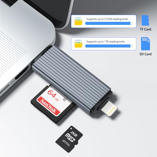 Kinsound Metal Body 4 in 1 with OTG,SD&TF Card Reader for iPhone with Type-C,Lighting Ports,Portable Memory Card Reader Compatible with TF,SD,SDHC,SDXC,MMC,RS-MMC,Micro SDXC for iPhone & Android Phone - Image 2