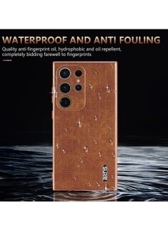 ICARLUS For Samsung Galaxy S24 Ultra 5G Case Electroplating Crocodile Texture PU+TPU Phone Cover Brown  - Image 3
