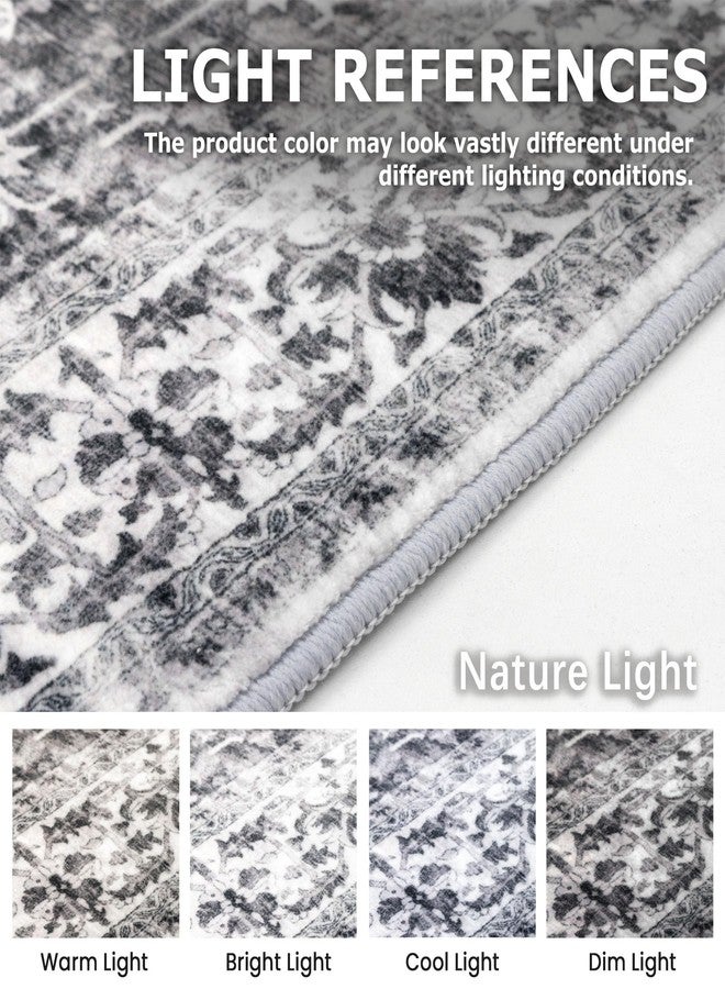 KOZYFLY Round Rug 3 Ft Rugs for Entryway Washable Circle Entrance Rug Non Slip Round Doormat Indoor Printed Faux Wool Round Front Door Mat Floor Carpet for Backdoor, Entryway, Bedroom, Grey - Image 3