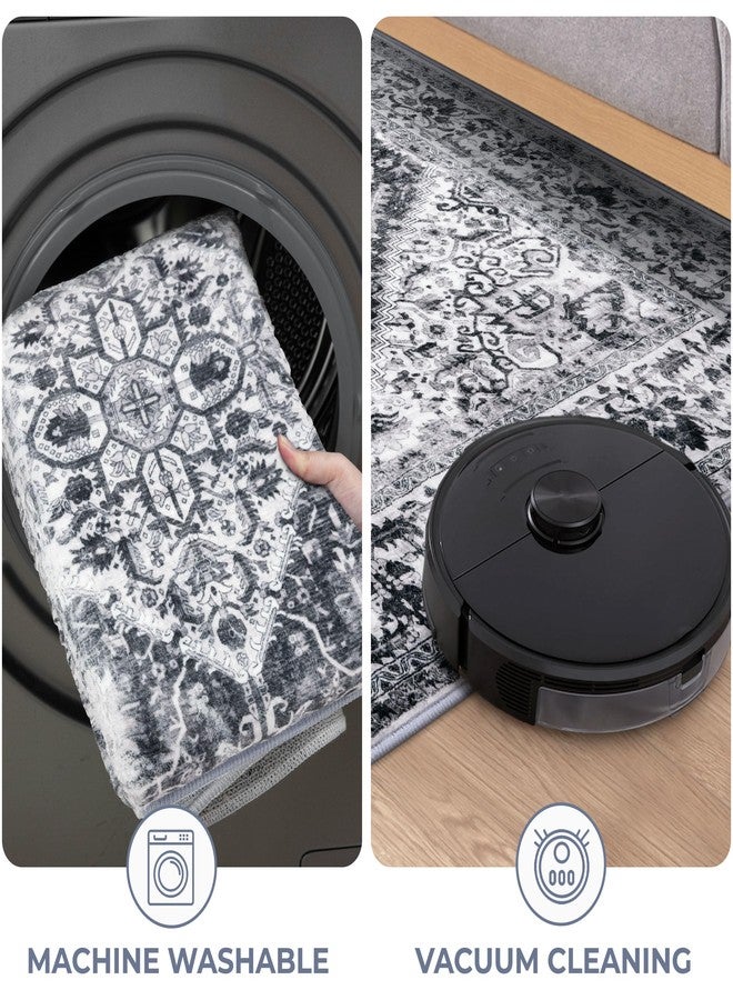 KOZYFLY Round Rug 3 Ft Rugs for Entryway Washable Circle Entrance Rug Non Slip Round Doormat Indoor Printed Faux Wool Round Front Door Mat Floor Carpet for Backdoor, Entryway, Bedroom, Grey - Image 5
