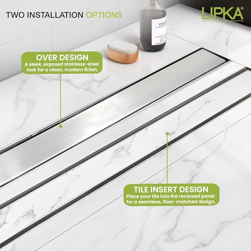 LIPKA 24 x 5 Inches Rectangle Invisible Tile Insert Shower Drain Channel | Waste Water Floor Drain for 13mm Tile | 304 Stainless Steel Floor Drain for Bathroom Balcony with Cockroach Trap & Side Hole - Image 5