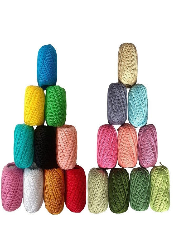 TE Cotton Tatting Thread Yarn for Knitting and Craft Making Combo 35 to 40 m Approximate and Thread Size is 1 MM (This is not a woolen yarn. This is 1 MM yarn for embroidery work) (MC & 2nd) (Pcs of 20) - Image 1