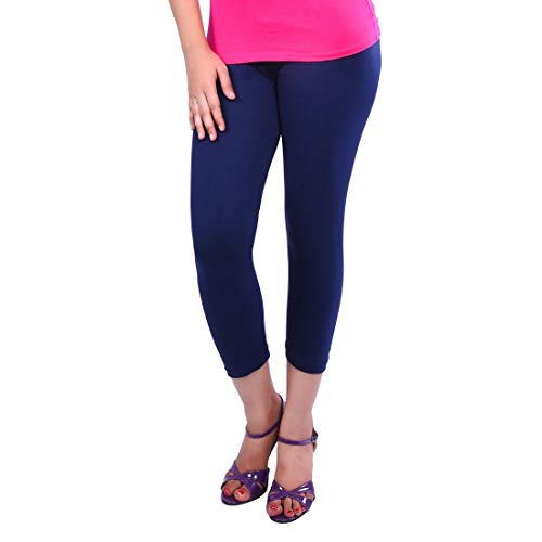 FEELBLUE Premium Cotton Strechable Women's Casual/Gym/Sports 3/4th Capri (Free Size) Combo Pack of 5 (BlackWhiteRaniNavyPurple) - Image 4
