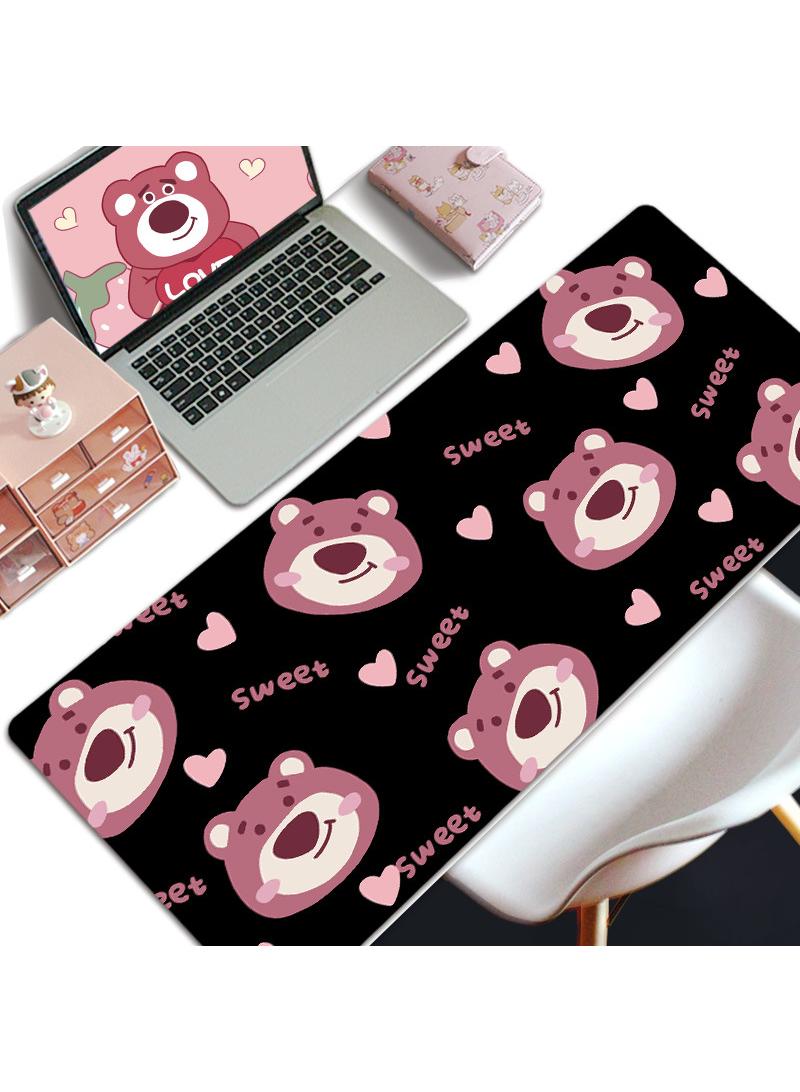 Y&D سجادة ماوس للألعاب بشخصية لوتسوهغن بير من فيلم Toy Story المُمتدة بمقاس كبير، مزينة بحواف مخيطة، قاعدة مطاطية غير قابلة للانزلاق، بمقاس 800x300x4 ملم. - Image 1