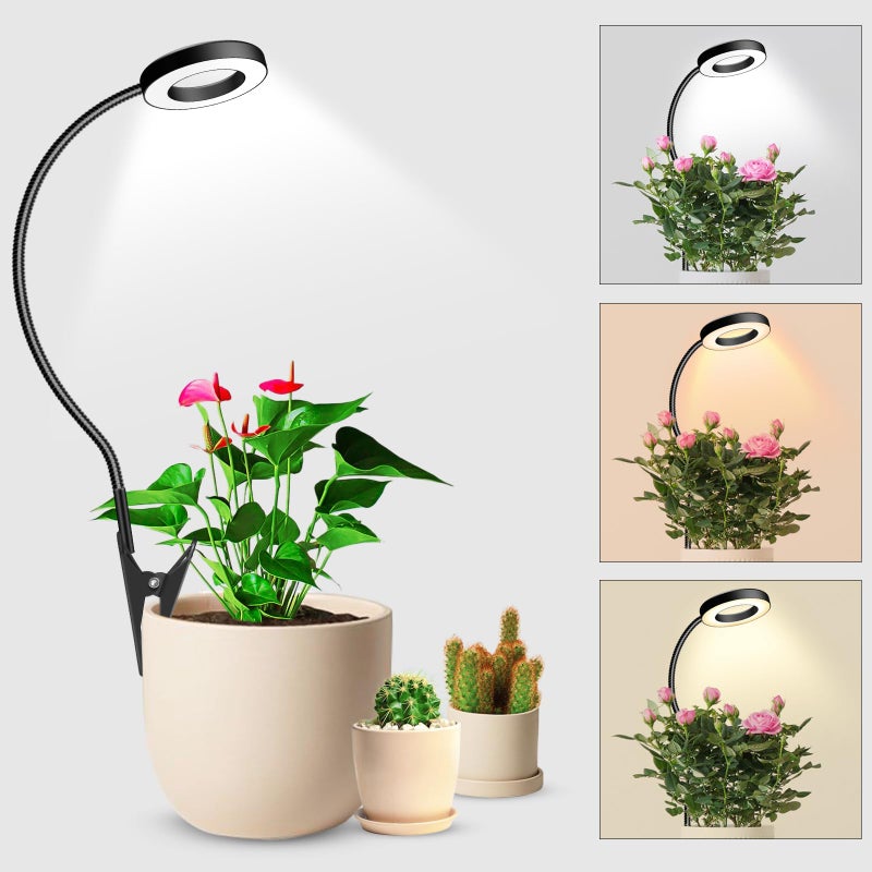 Wolezek 2 in 1 Grow Lights for Indoor Plants, 3 Colors Plant Lights for Indoor Growing with 360Â° Gooseneck, 48 LEDs Full Spectrum Plant Grow Lights Indoor, 6/12/16H Timer, 5 Brightness, Black 1 Pack - Image 1