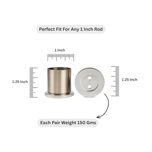 Colornest Wall to Wall Curtain Rod Bracket | 1 inch Satin Silver Finish Curtain Rail Rod Holder Heavy-Duty – with Screws and Wall Plugs Pack of 2 - Image 2