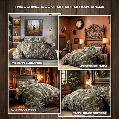 VISI-ONE Realtree Excape Camo Comforter Set Queen Size 3 Piece - Soft Lightweight Microfiber Bedding Machine Washable - Rustic Hunting Lodge Cabin RV Decor - Farmhouse Style for Nature Enthusiasts - Image 3