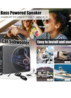 AROAQ Car Subwoofer, 12v Pure Bass 10 Inch Ultra Thin Car Subwoofer, Under Seat Powered Car Amplified Subwoofer, Durable And Reliable High Power Modified  Amplifiers Speaker For Car Truck  - Image 4
