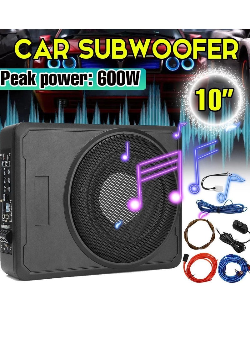 AROAQ Car Subwoofer, 12v Pure Bass 10 Inch Ultra Thin Car Subwoofer, Under Seat Powered Car Amplified Subwoofer, Durable And Reliable High Power Modified  Amplifiers Speaker For Car Truck  - Image 3