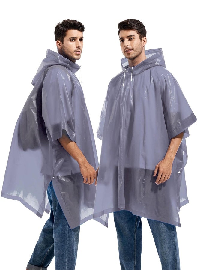 عبوة من قطعتين من معاطف المطر للبالغين قابلة لإعادة الاستخدام - معاطف مطر متينة للطوارئ والبقاء على قيد الحياة مع غطاء برباط - Image 2
