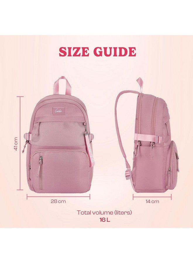 Genie Berry Casual Backpack for Girls |17 In-16 Ltr with Laptop Sleeve,Two Compartments,Organizer and Light Weight with Padded Shoulders |Best for Books,Stationery,Lunch Box & Essentials - Pink - Image 2