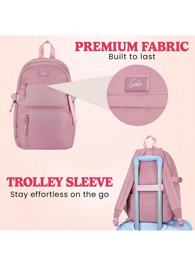 Genie Berry Casual Backpack for Girls |17 In-16 Ltr with Laptop Sleeve,Two Compartments,Organizer and Light Weight with Padded Shoulders |Best for Books,Stationery,Lunch Box & Essentials - Pink - Image 4