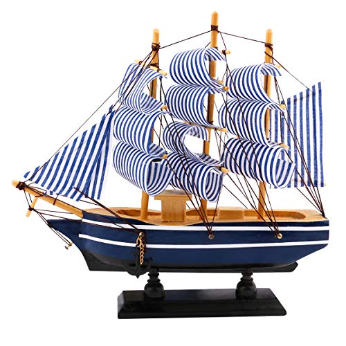 Dedoot Sailboat Model Decor, Wooden Sailing Boat Nautical Decor 7"x8" Model Ship for Ocean Theme Party and Room Decoration, Photo Props - Image 1