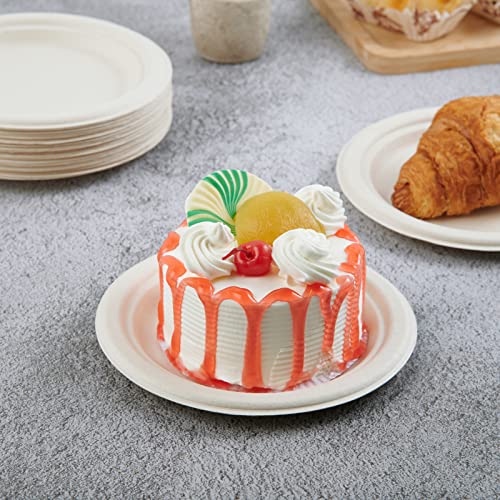 Vplus 200 Pack Paper Plates 7 inch 100 Compostable HeavyDuty Disposable Paper Plates Bagasse Natural Biodegradable EcoFriendly Sugarcane - Image 5