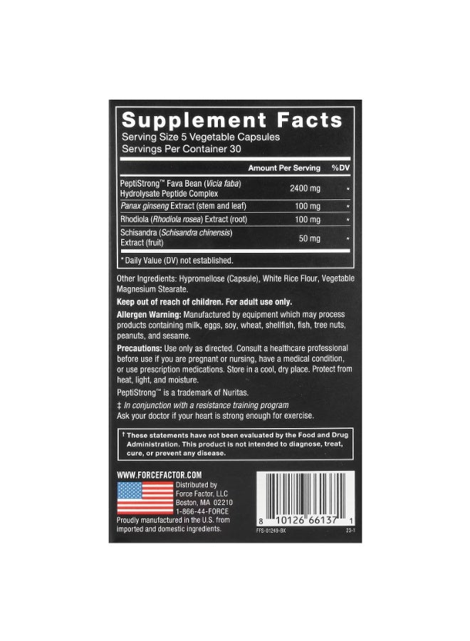 Force Factor Anabolic Muscle Builder With AI-Developed PeptiStrong, 150 Vegetable Capsules - Image 2
