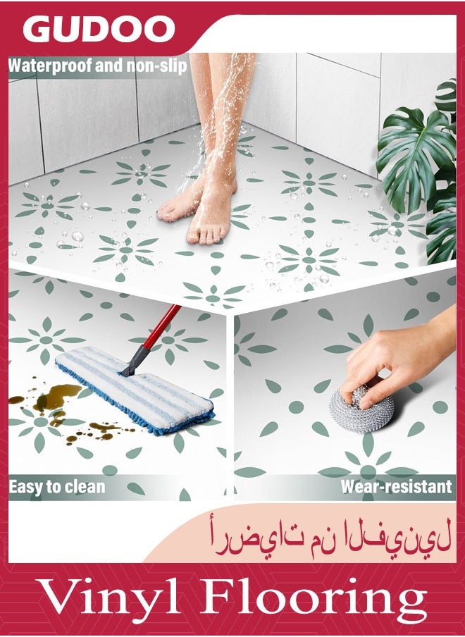 GUDOO بلاط أرضيات فينيل لاصق، مناسب للجدران والأرضيات والمطابخ والحمامات وبيوت الحيوانات الأليفة. تحتوي العبوة على 10 قطع بحجم 8x8 بوصة  - Image 5