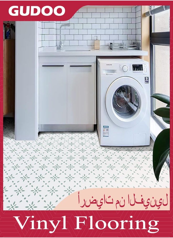 GUDOO بلاط أرضيات فينيل لاصق، مناسب للجدران والأرضيات والمطابخ والحمامات وبيوت الحيوانات الأليفة. تحتوي العبوة على 10 قطع بحجم 8x8 بوصة  - Image 4