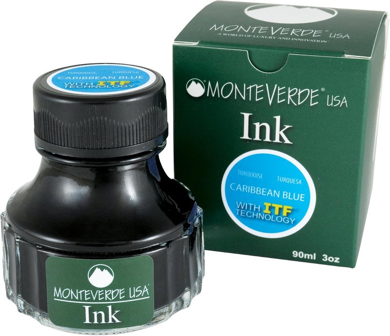 Monteverde USA Ink with ITF Technology, 90 ml Caribbean Blue (G308TQ) - Image 4