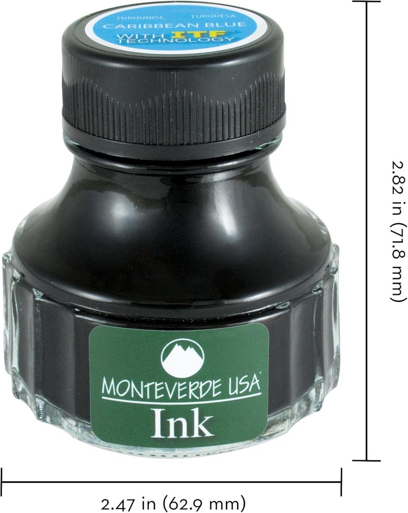 Monteverde USA Ink with ITF Technology, 90 ml Caribbean Blue (G308TQ) - Image 2