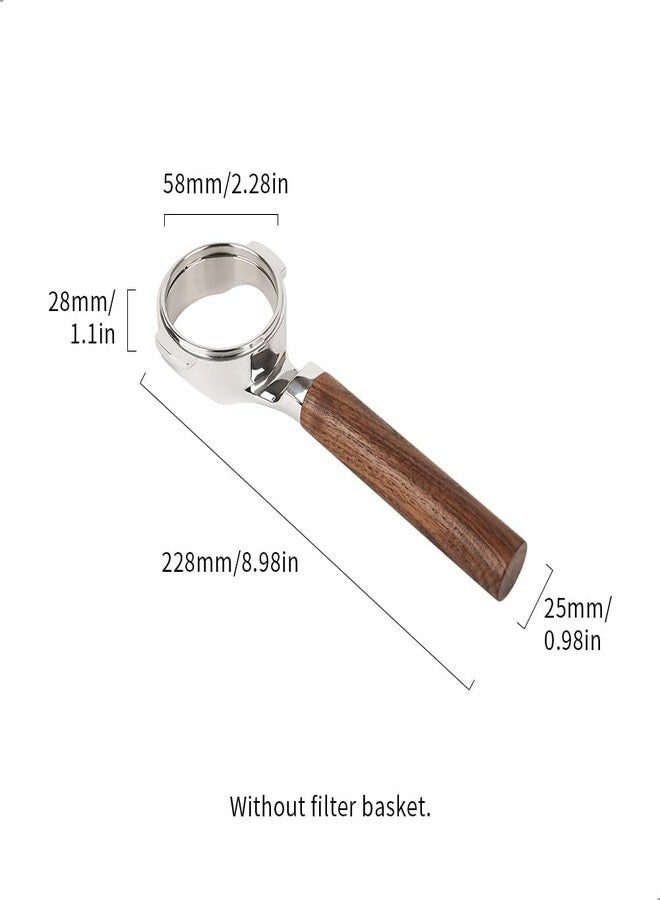 watchget 58mm Bottomless Naked Portafilter - Flat Base, Compatible with E61 and La Marzocco Espresso Machine Models, Stainless Steel and Walnut Handle, Professional Barista Tool for Espresso Machines - Image 2