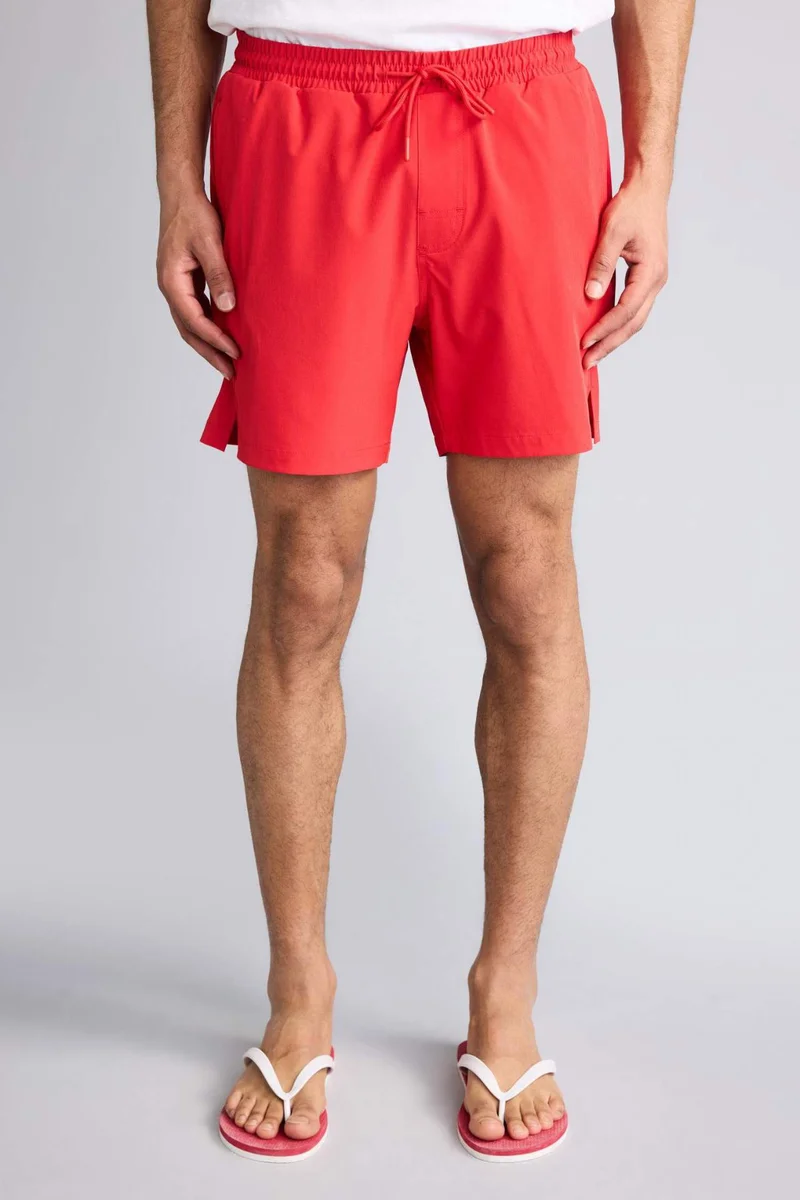 Defacto  Printed Stretch Textured Short Red Swim Shorts for Men | Best Price UAE