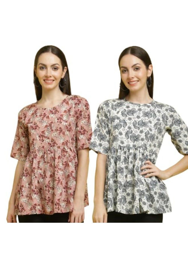 Pinkmint store Tunic Top for Women ll Combo Regular Fit ll Casual Wear (Pack of 2) L - Image 1