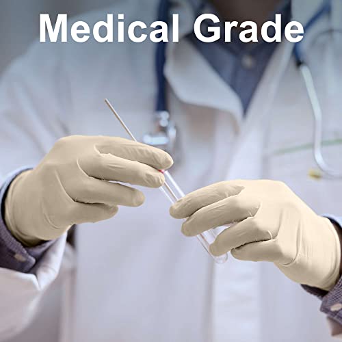 FifthPulse Medical Examination Latex Gloves X Small - 50 Count - Powder Free - Extra Thick 4.5 Mil - Natural Color - Non Sterile Disposable Gloves - Image 2