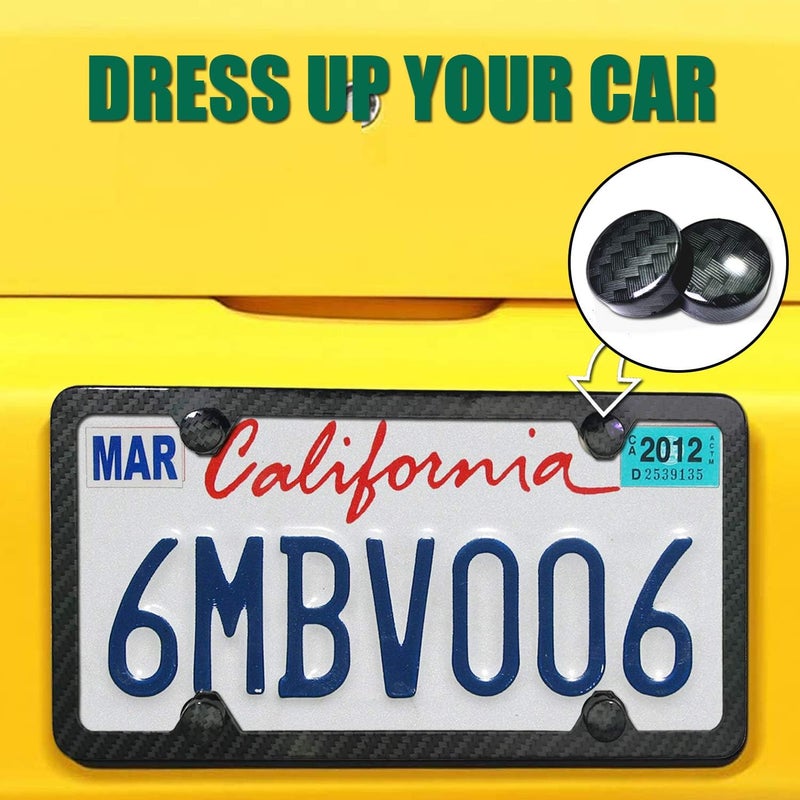 YoUoY Stainless Steel License Plate Screws with Carbon Fiber Pattern Caps - Complete Hardware Kit - Image 5