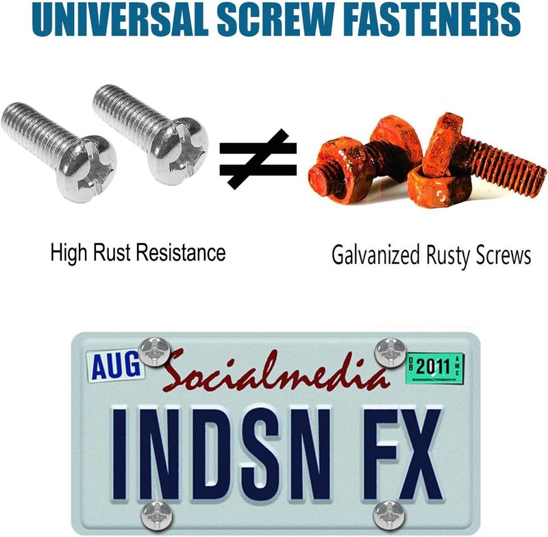 YoUoY Stainless Steel License Plate Screws with Carbon Fiber Pattern Caps - Complete Hardware Kit - Image 3