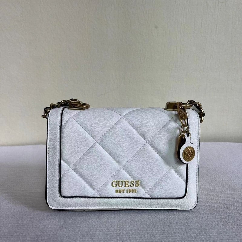 GUESS Fashion Women Abey Convertible Xbody Flap Shoulder Bag White - Image 1