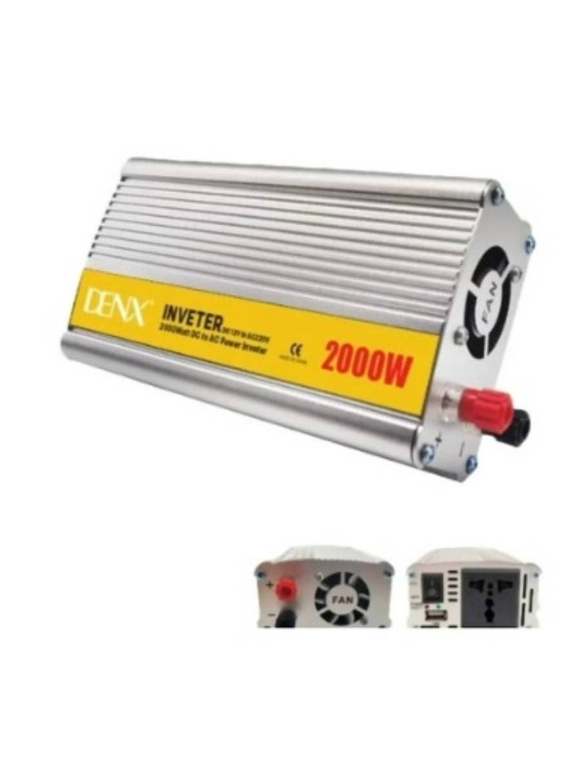 Denx DX129 2000W 12V to 220V Automotive Power Inverter with USB Port and Fast Charger - Image 3