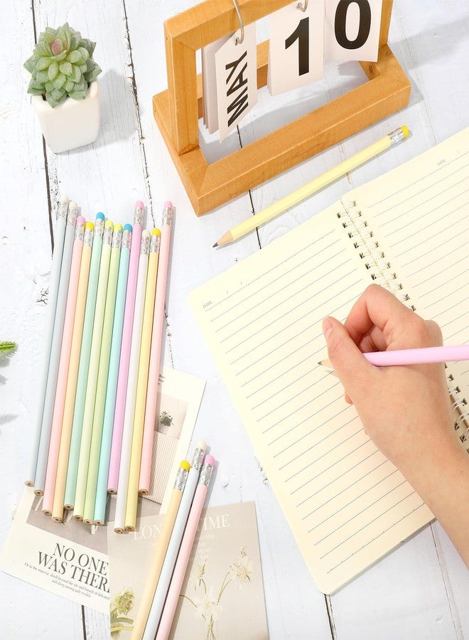 Whaline 48Pcs Colorful Pencils with Erasers Rainbow Color Wooden Pencil Unsharpened Writing Drawing Pencils for Back to School Students Graduation Company Office Stationery Gift - Image 4